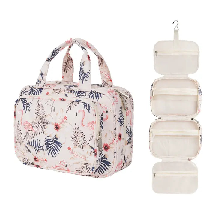 Narwey Large Hanging Toiletry/Cosmetic Bag Beige Flamingo