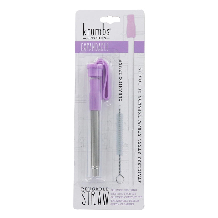 Krumbs Kitchen Expandable Steel Travel Straw Lavender