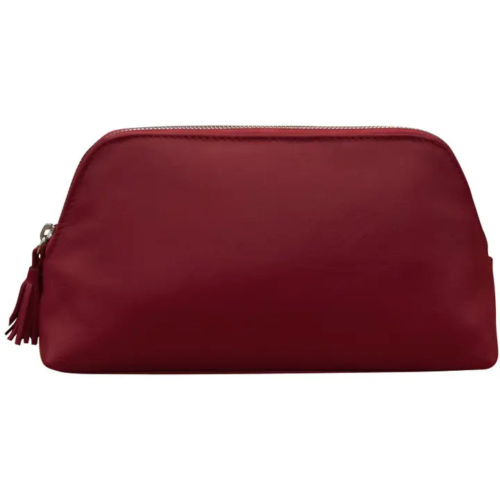 ili New York Leather Large RFID Cosmetic Case Merlot
