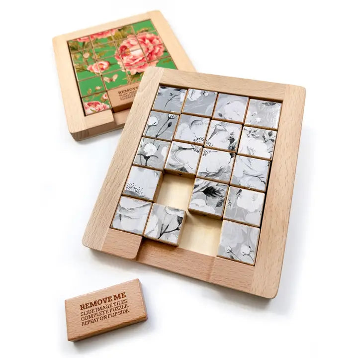 Trove Dualities Wooden Sliding Puzzle Color v. Black+White