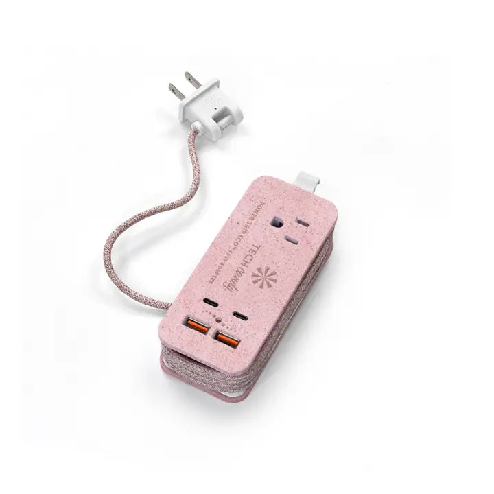 Tech Candy Power Trip Eco Outlet/Usb/Usb-C Charger Pink