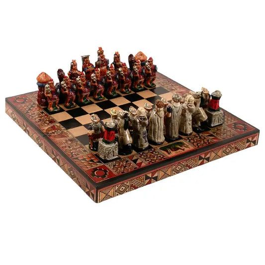 Sanyork Fair Trade Chess Set - Square Small 8" X 8" Inca and Spanish Incan and Spanish