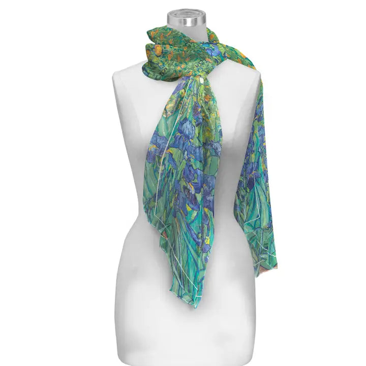 Raincaper Sheer Scarf - Silk Blend Van Gogh Irises