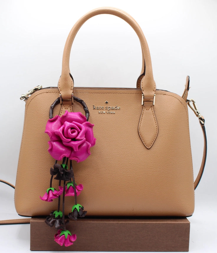 Leather Bag Charm/Keychain- Rose Pink