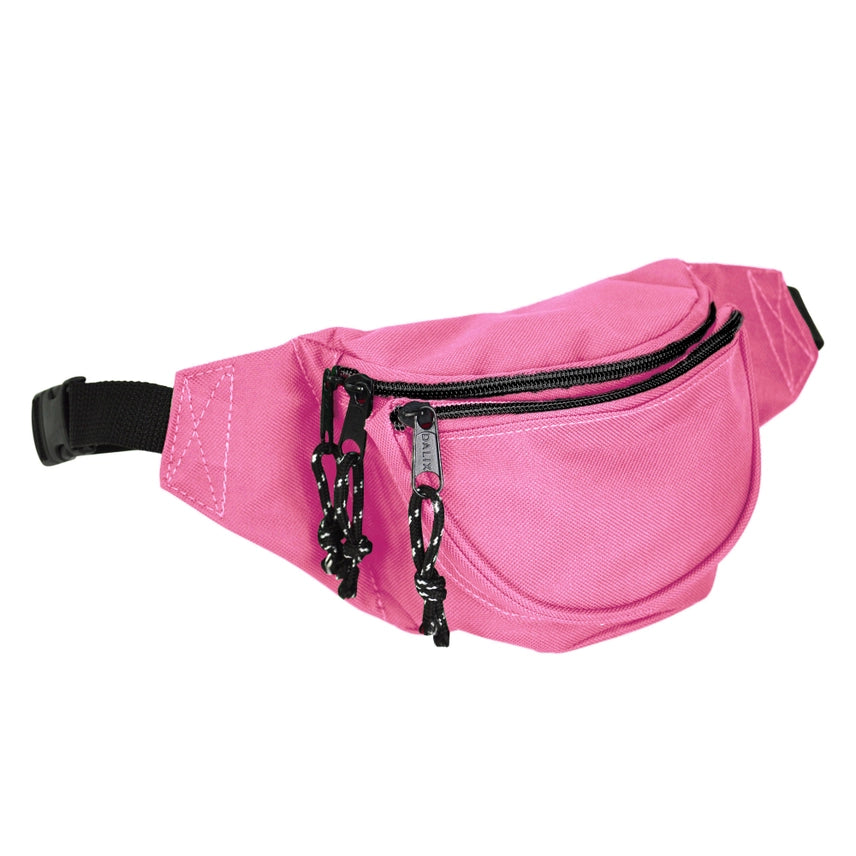 Dalix Fanny Pack with 3 Pockets Traveling Concealment Pouch Hot Pink