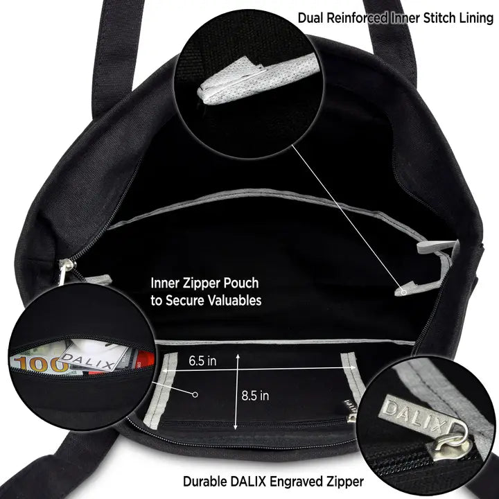 Dalix 20" Solid Color Cotton Canvas Shopping Tote Bag