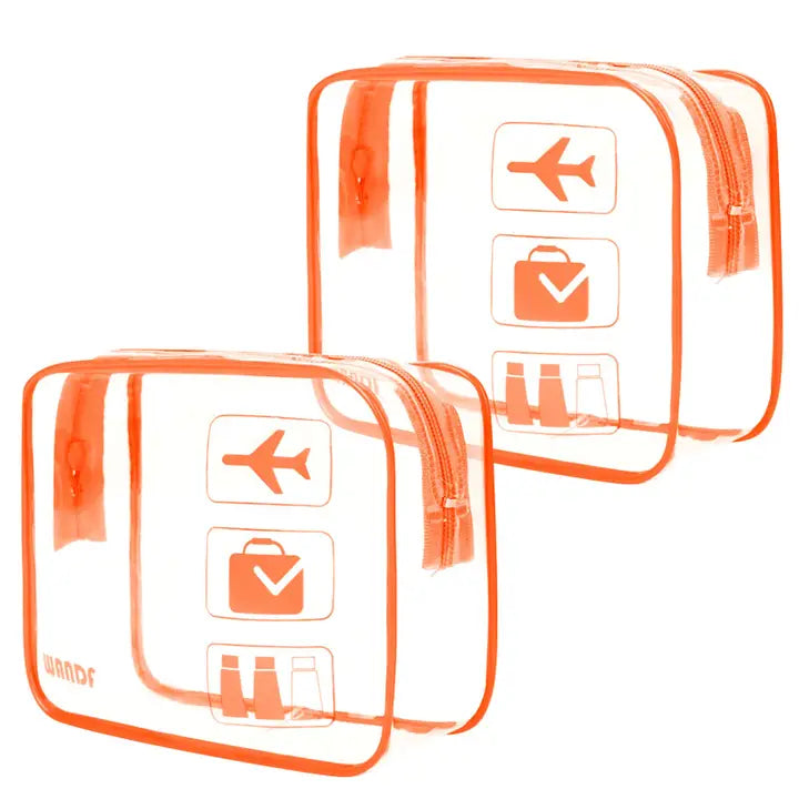 WANDF TSA Approved Clear 3-1-1 Toiletry/Cosmetic Bag- 1 Bag Orange