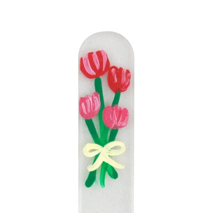 Czech Crystal Nail File - Size Large- Hand Painted Collection Tulip Bouquet