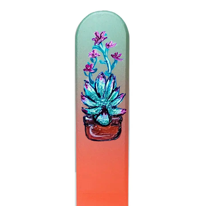 Czech Crystal Nail File- Size Medium- Hand Painted Collection Succulents