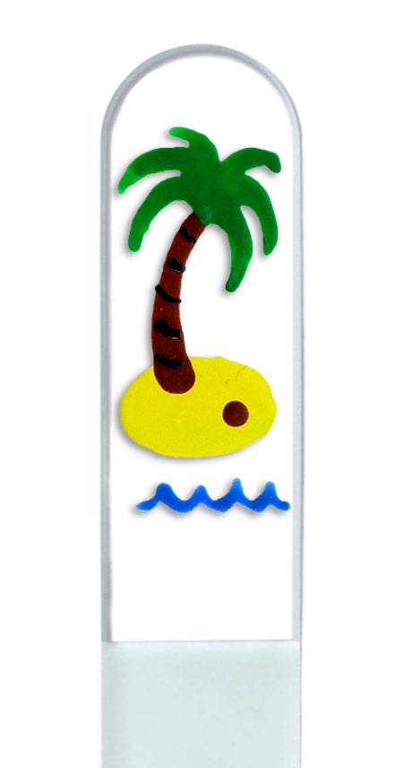 Czech Crystal Nail File- Size Medium- Hand Painted Collection Palm Tree Beach