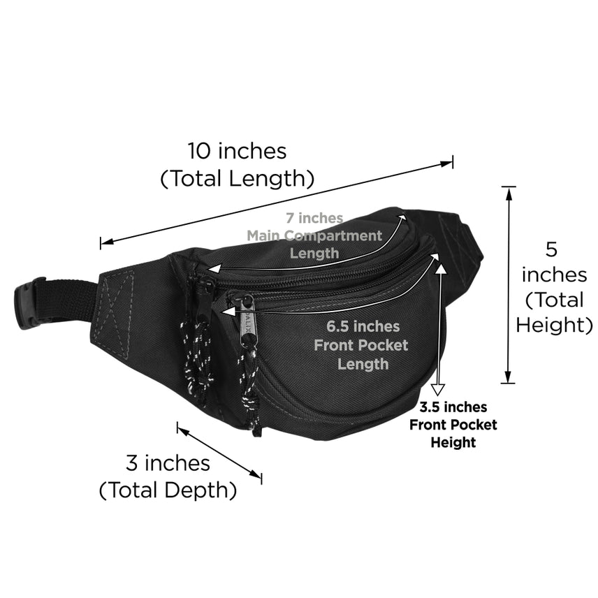 Dalix Fanny Pack with 3 Pockets Traveling Concealment Pouch