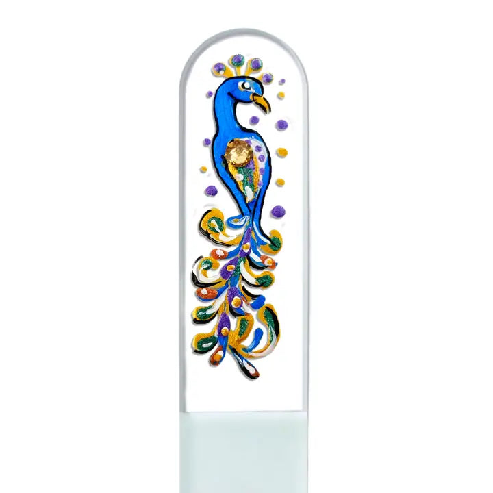 Czech Crystal Nail File - Size Small- Hand Painted Collection Peacock - no gem
