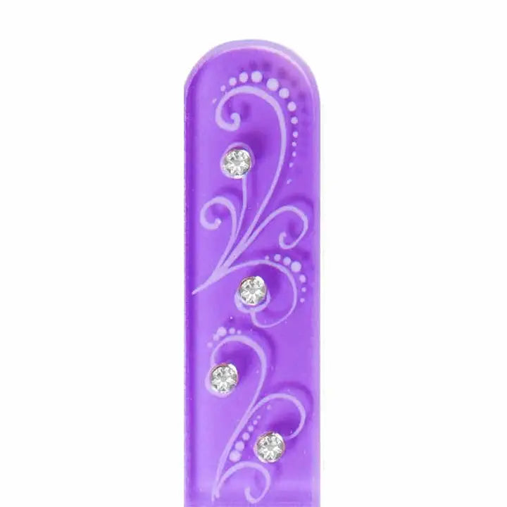 Czech Swarovski Crystal Nail File - Size Medium- Pen Drawing Collection Pen Drawing - Violet with Swarovski Crystals