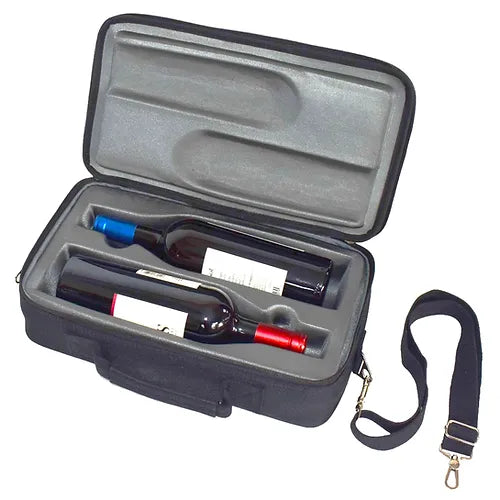 Hacienda Luxury 2-Bottle Wine Carrying Bag for 750 ml Wine Bottle Black