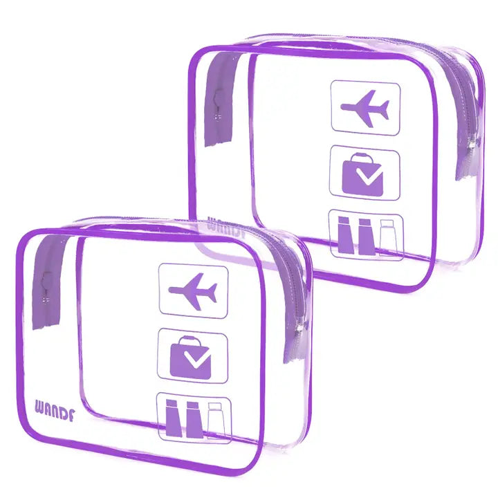 WANDF TSA Approved Clear 3-1-1 Toiletry/Cosmetic Bag- 1 Bag Purple