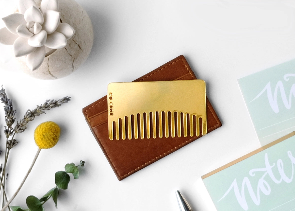 Brass Tile Go-Comb | Metal Wallet-Sized Comb