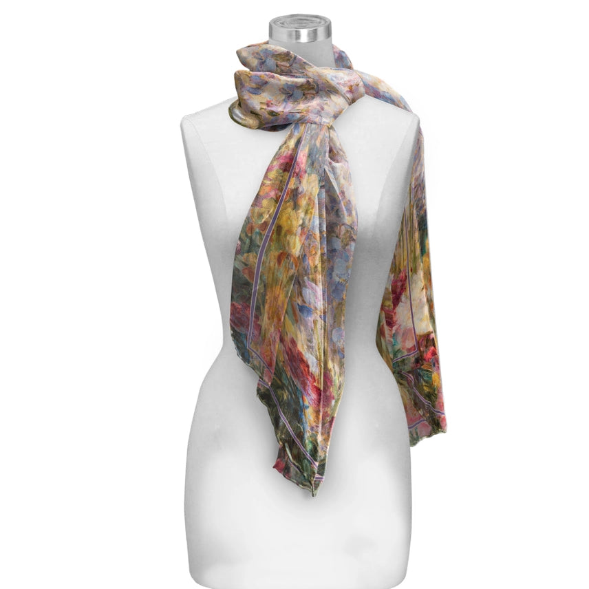 Raincaper Sheer Scarf - Silk Blend Tiffany Peonies & Iris