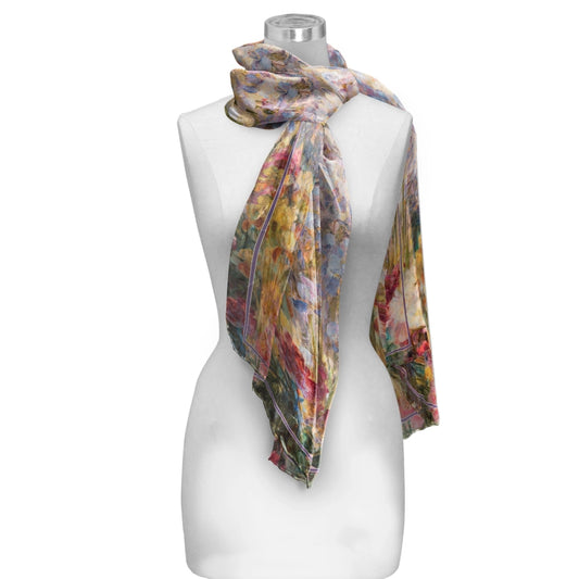 Raincaper Sheer Scarf - Silk Blend Tiffany Peonies & Iris