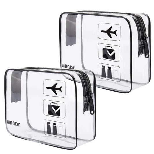 WANDF TSA Approved Clear 3-1-1 Toiletry/Cosmetic Bag- 1 Bag Black