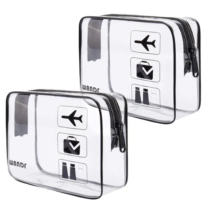 WANDF TSA Approved Clear 3-1-1 Toiletry/Cosmetic Bag- 1 Bag Black