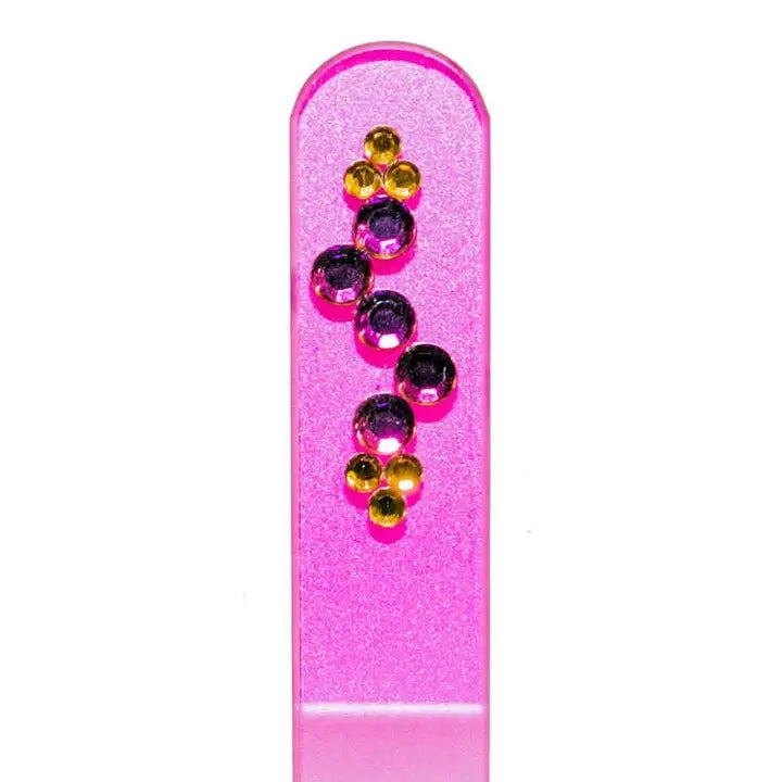 Czech Swarovski Crystal Nail File - Size Medium- Rhinestone Collection Pink Rhinestone