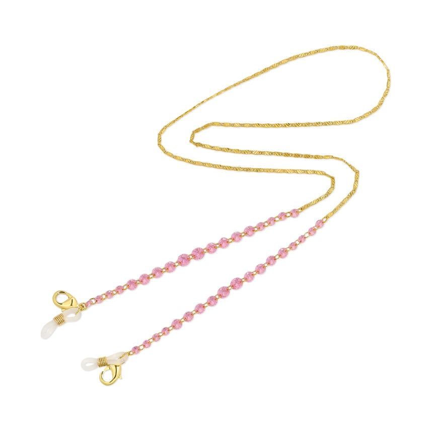 Eyeglass/Sunglass/Mask Chain Holder- Cubic Zirconia Pink