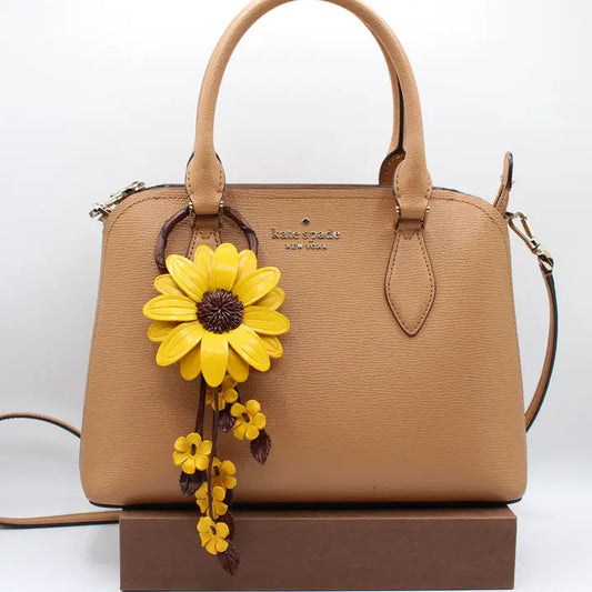 Large Leather Sunflower Bag Charm/Keychain