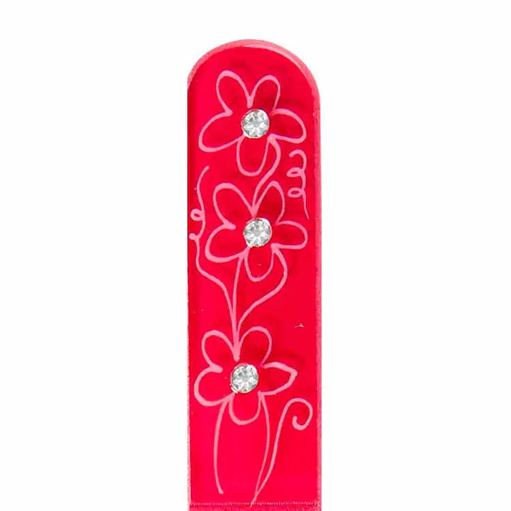 Czech Swarovski Crystal Nail File - Size Medium- Pen Drawing Collection Pen Drawing - Ruby with Swarovski Crystals