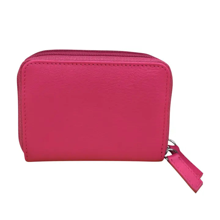ili New York RFID Accordian Case Leather Wallet- 6714 Indian Pink