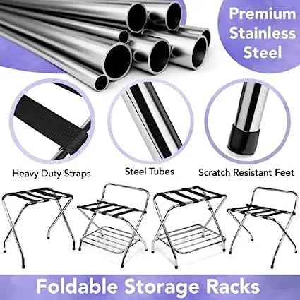 Ustech 2 Tier X Shaped High-Quality Steel Luggage Rack - In-Store Pickup Only