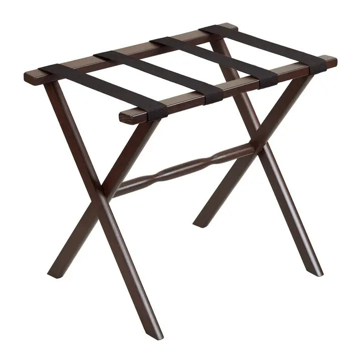 GateHouse Wood Folding Luggage Rack - In-Store Pickup Only Dark Walnut Black Straps