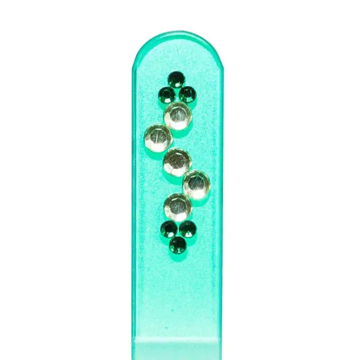 Czech Swarovski Crystal Nail File - Size Medium- Rhinestone Collection Aqua Rhinestone