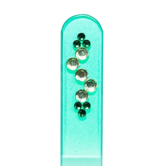 Czech Swarovski Crystal Nail File - Size Medium- Rhinestone Collection Aqua Rhinestone