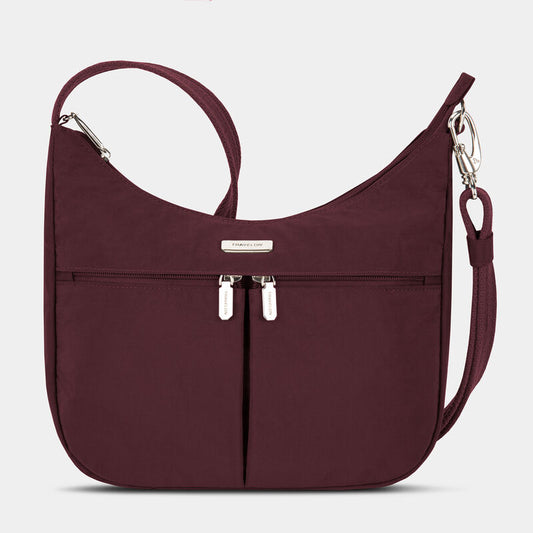 Travelon RFID Anti-Theft Essentials East/West Small Hobo Bordeaux