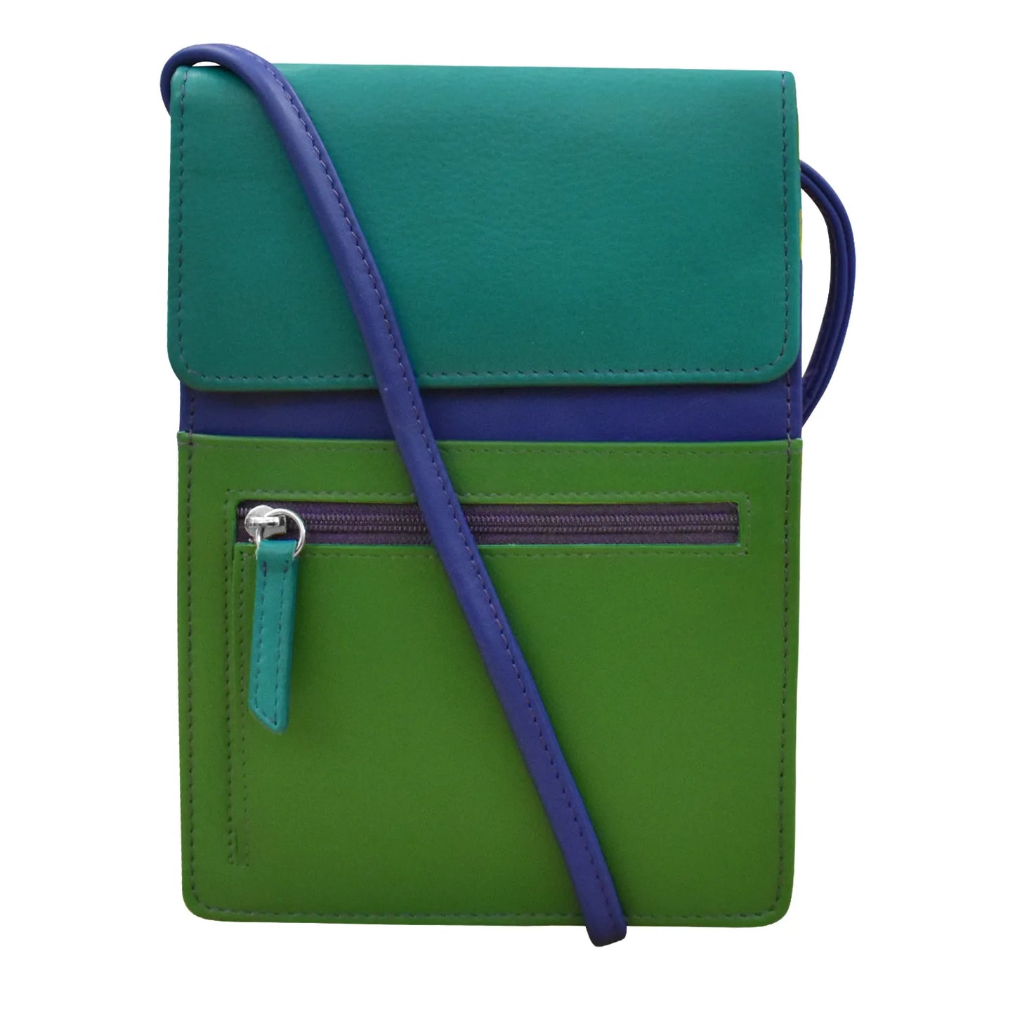 ili New York - RFID blocking Leather Organizer on a String - Large- 6824 Cool Tropics