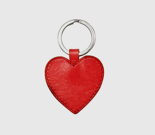 ILI New York- Leather Heart Key Fob Red