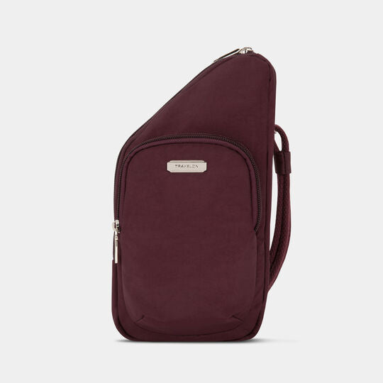 Travelon RFID Anti-Theft Essentials Mini Asymmetric Crossbody Bordeaux