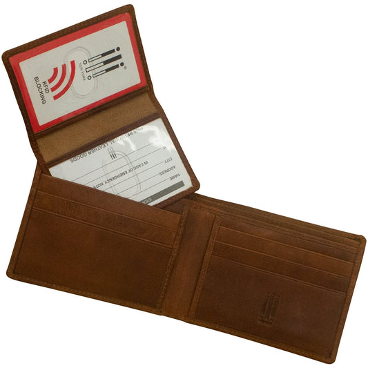 ili RFID Bifold Leather Wallet Brown