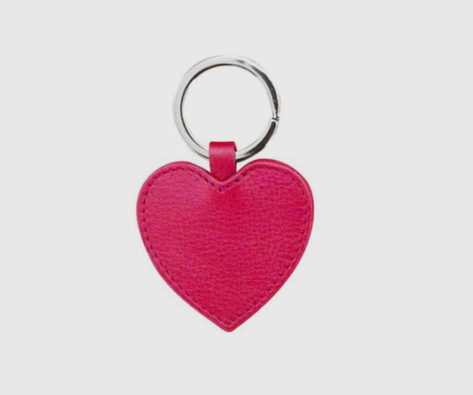 ILI New York- Leather Heart Key Fob Indian Pink