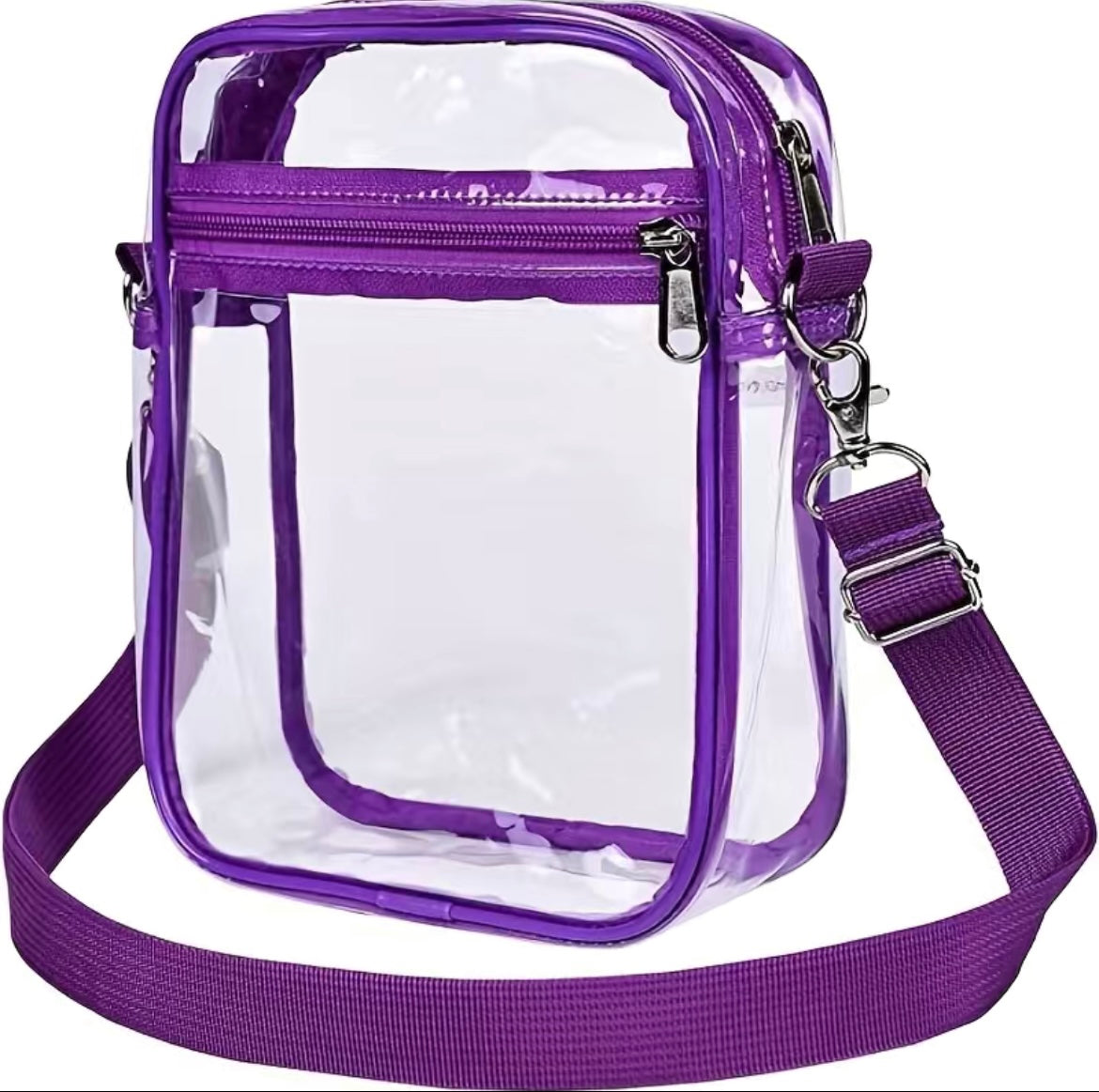 PVC Crossbody Clear Stadium Bag Purple