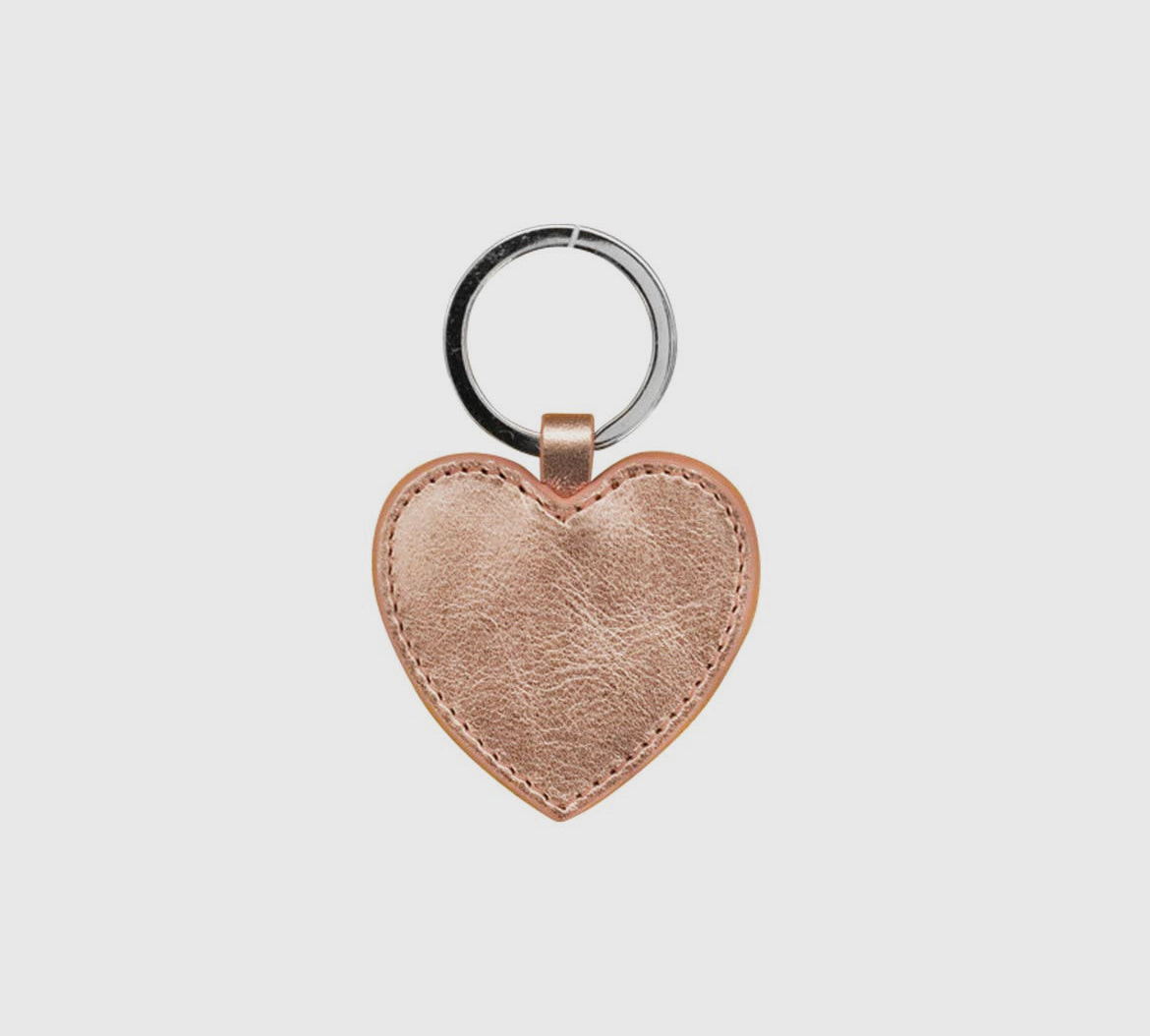 ILI New York- Leather Heart Key Fob Rose Gold