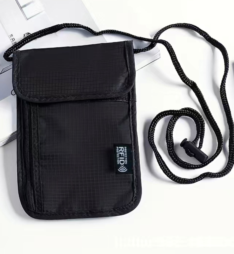 Anti-RFID Travel Neck Passport Bag