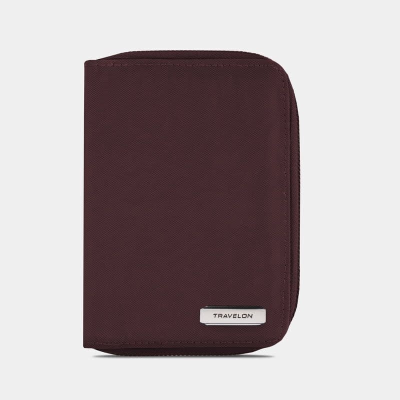 Travelon RFID Blocking Passport Zip Wallet Dark Bordeaux