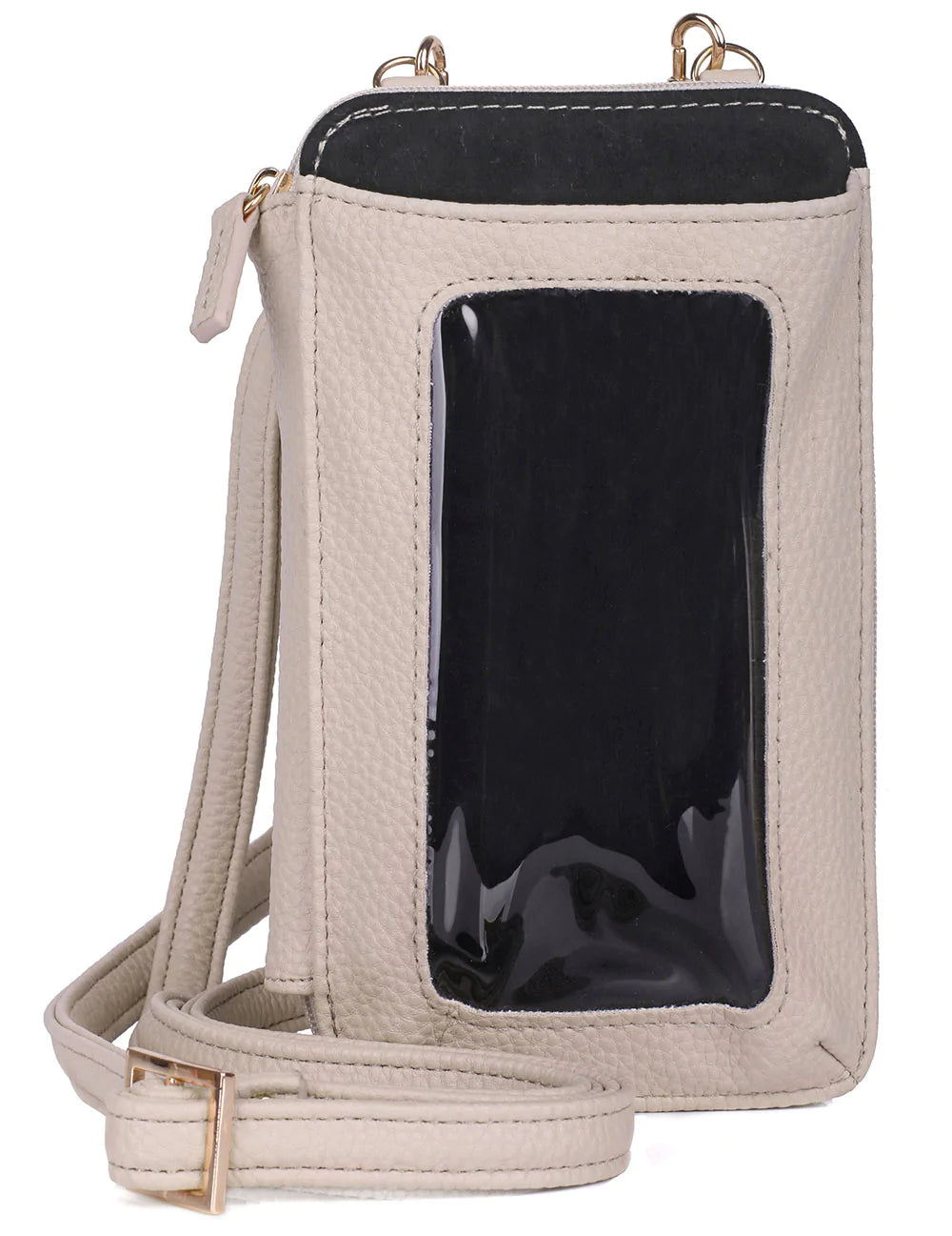 Julia Buxton Vegan Faux Leather RFID Everywhere Crossbody Cellphone Wallet Bag White Pepper