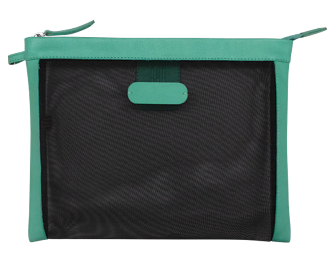 ili New York Large Mesh Toiletry Pouch- 6298 Turquoise Black
