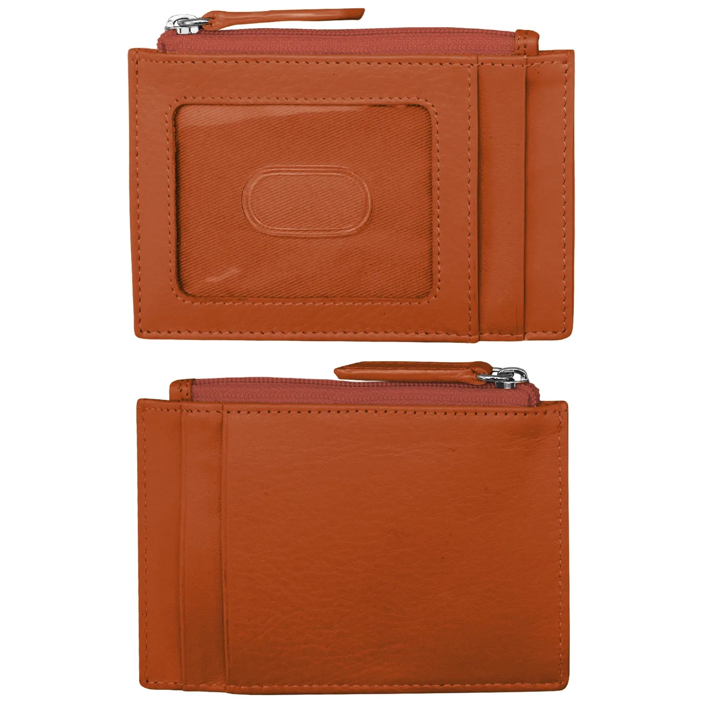 ili New York RFID Leather Zippered I.D. Wallet- 7416 Orange