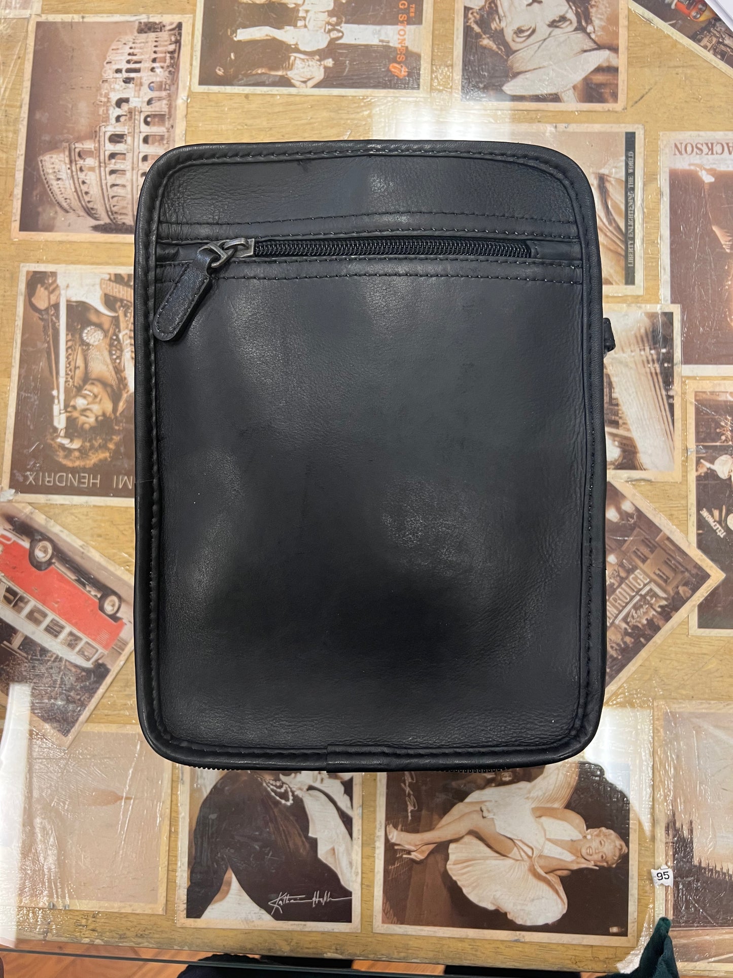 Leather Travel Tote Black