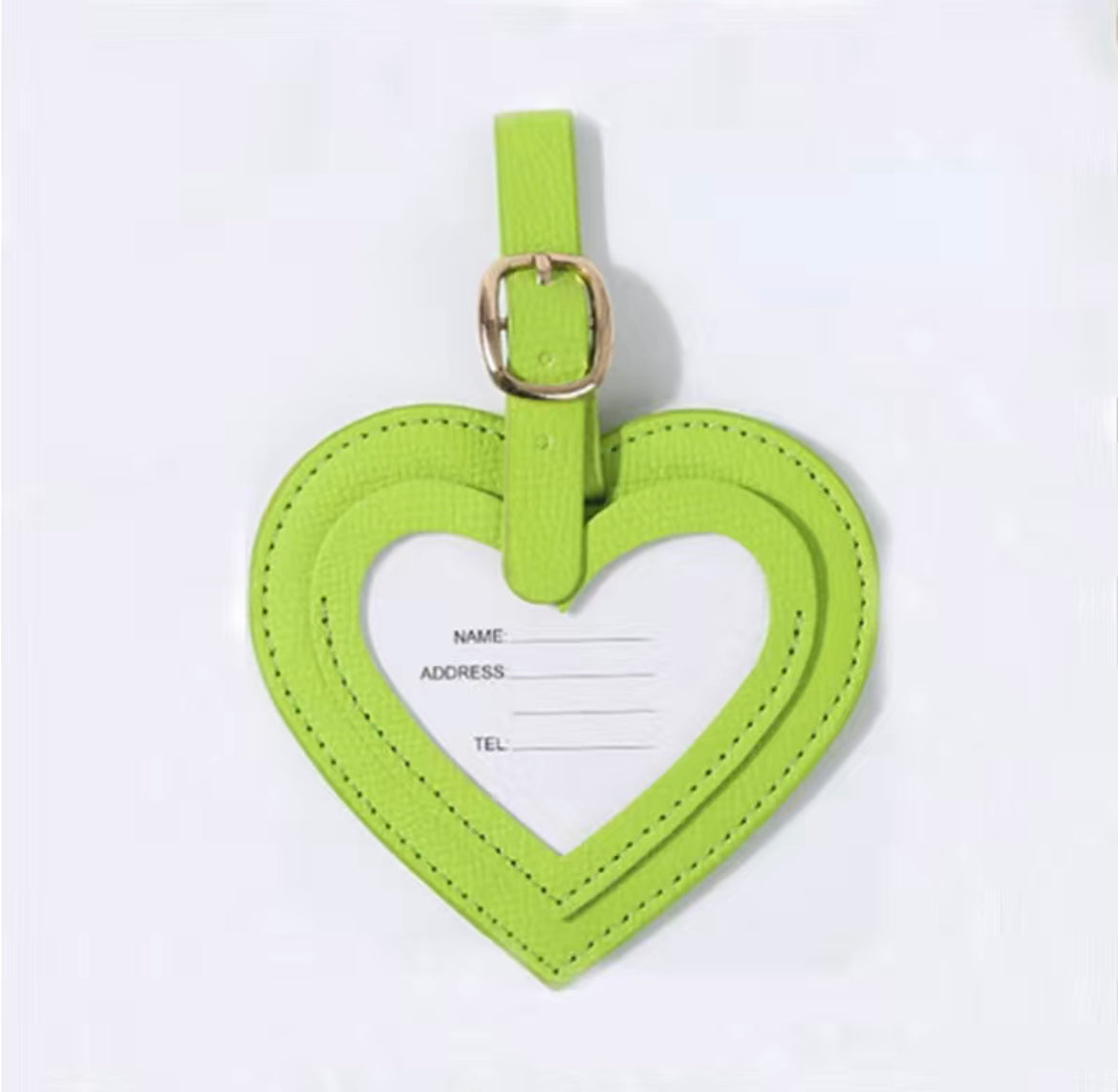 Luggage Tag- Heart- $4.00 Lime