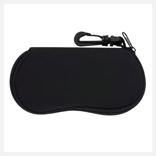 On Sale - Zippered Neoprene Eyeglass Pouch with plastic carabiner clip (Black)