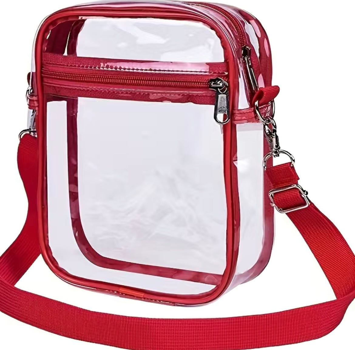 PVC Crossbody Clear Stadium Bag Red